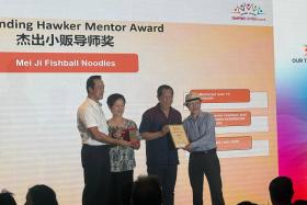 Mr Philip Tan and Mdm Irene Koh were among the nine hawkers recognised for their contributions to Singapore’s food heritage.