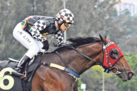 Noah Khan (Lim Aun Kean) winning the Class 3 race over 1,020m at Sungai Besi on Dec 8.
