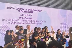 Punggol Coast MRT station&#039;s opening was celebrated with some performances from residents and students from SIT.