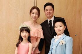 Actress Yvonne Lim and her businessman-husband Alex Tien with their son AJ and daughter Alexa.