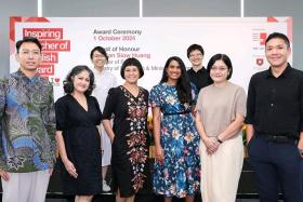 (From left) Mr Mohamed Firdaus Mohamed Sukor, Ms Tina Kishore Sajani, Ms Yeo Xin Yi, Ms Lim Peng Peng, Ms Sarah Christian, Ms Goh Li-Ern Faith, Ms Wang Pei Hua Lydia and Mr Peter Chutatape received the Inspiring Teacher of English Award.