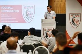 Senior Parliamentary Secretary for Culture, Community and Youth Eric Chua giving his opening address at the Unleash The Roar! Football Conversation on Thursday.