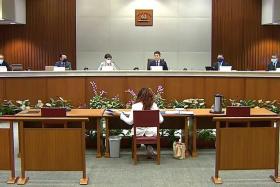 Former WP MP Raeesah Khan at the Committee of Privileges hearing on Dec 2, 2021.