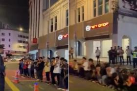 A video that has gone viral shows a group of teenagers being punished by traffic policemen during an operation in Kuala Lumpur.