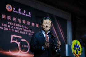 Health Minister Ong Ye Kung speaking at the Public Free Clinic Society&#039;s 50th anniversary fund-raising dinner at Orchard Hotel on Oct 27.