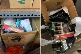 Vapes and related components seized during HSA's raid on Real Mate Mini-Mart on Aug 15, 2024.