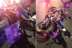 Photos of the aftermath of the accident circulated online show a motorcycle toppled over on the road.