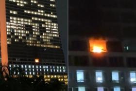 In a video posted on video-sharing platform TikTok, a fire can be seen in the hotel room.