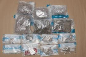 Heroin, cannabis, "Ice", Ecstasy and Erimin-5 tablets were seized from the unit where the man was arrested.