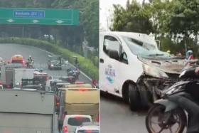 The accident happened on the Seletar Expressway  towards the Bukit Timah Expressway at about 9.40am.