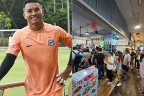 A long queue of customers turned up at goalkeeper Hassan Sunny's nasi padang stall in Tampines on June 12.